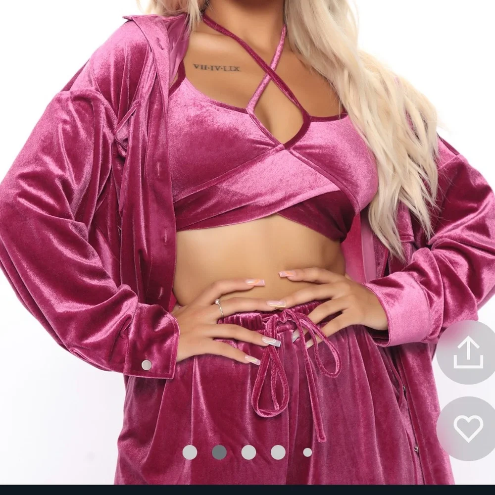 3 piece velvet jogger set - Picture 1 of 4